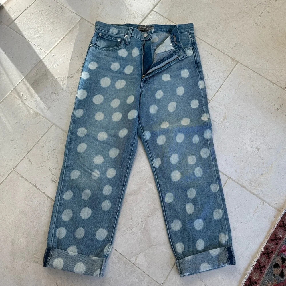 J crew point sur polka dot boyfriend relaxed jeans size 27 like new - Picture 4 of 8